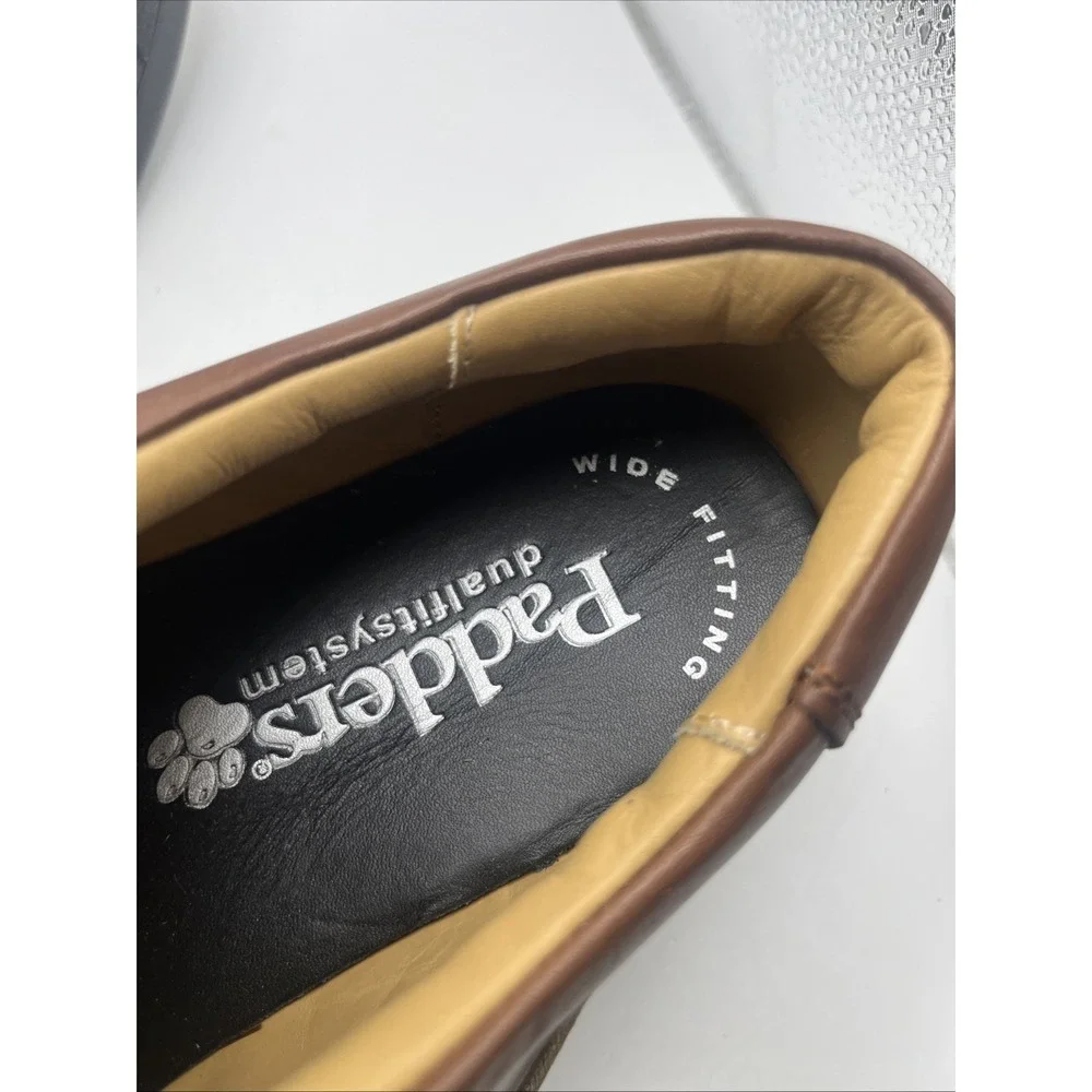 Padders Taxi Dress Loafers Mens 10.5 Leather Waterproof Brown Dual Fit Wide